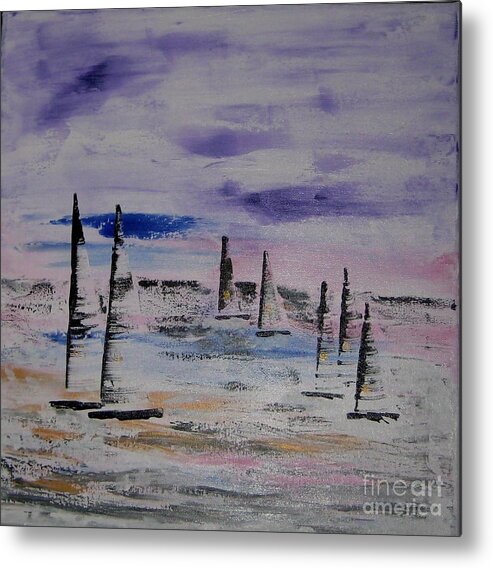 Painting Metal Print featuring the painting Sailboats by Susanne Baumann