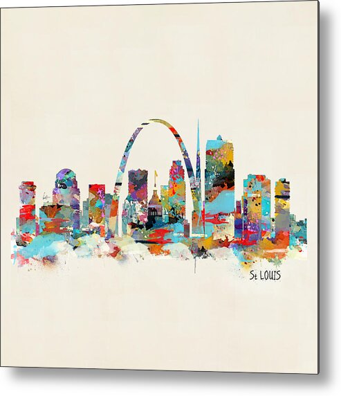 Saint Louis Missouri Metal Print featuring the painting Saint Louis Missouri Skyline by Bri Buckley