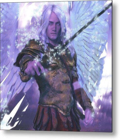 Angel Metal Print featuring the painting Saint Michael The Archangel by Suzanne Silvir