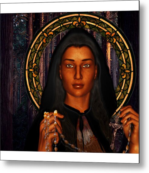 Americaniindian Metal Print featuring the painting Saint Tekakwitha The Lily of the Mohawks by Suzanne Silvir