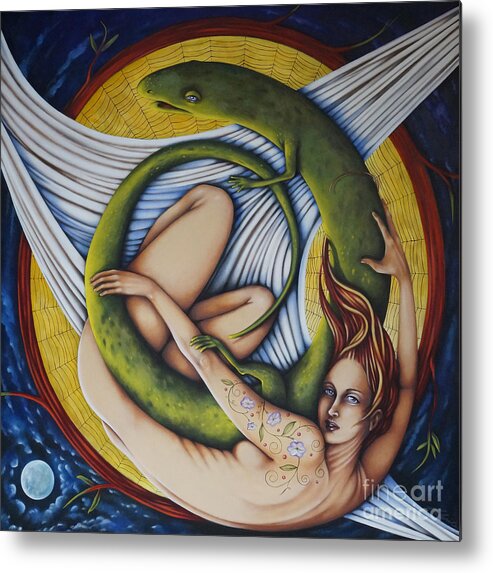 Fantasy Metal Print featuring the painting Salamander Session by Valerie White