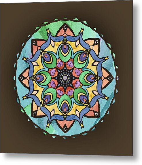 Mandala Metal Print featuring the digital art Sand and Silk Mandala by Deborah Smith