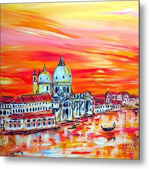 Venezia Metal Print featuring the painting Santa Maria della Salute in Venice by Roberto Gagliardi