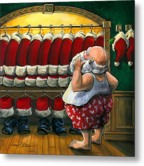 Janet Stever Metal Print featuring the painting Santa's Closet by Janet Stever