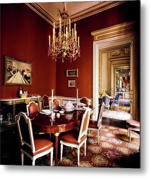1970s Style Metal Print featuring the photograph Schlumberger's Dining Room by Horst P. Horst