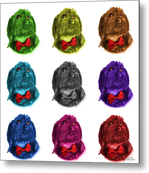 Schnoodle Metal Print featuring the painting Schnoodle Pop Art 3687 - WB - M by James Ahn