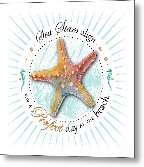 Seashell Metal Print featuring the painting Sea stars align for a perfect day at the beach by Amy Kirkpatrick