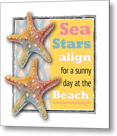 Sea Stars Metal Print featuring the painting Sea Stars align for a sunny day at the Beach. by Amy Kirkpatrick
