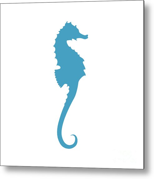Graphic Art Metal Print featuring the digital art Seahorse in Turquoise Blue by Jackie Farnsworth