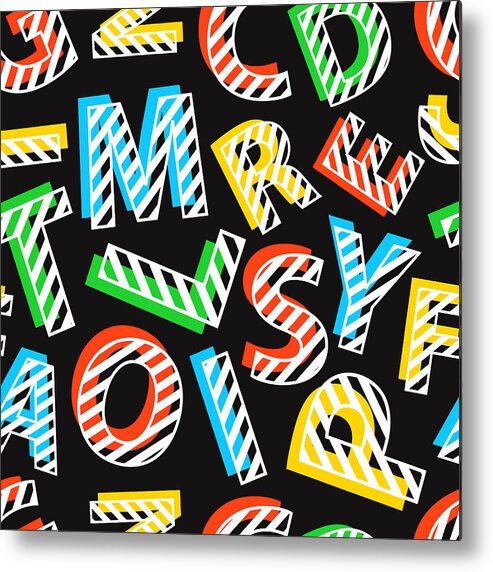 Expertise Metal Print featuring the digital art Seamless Pattern Of Colorful Letters On by Ekaterina Bedoeva
