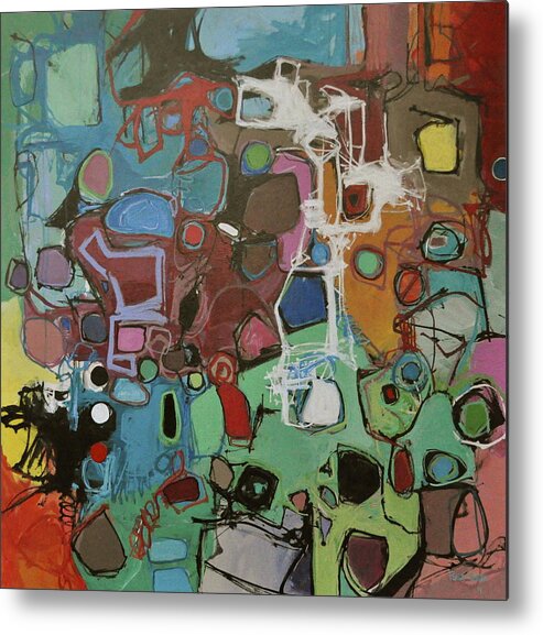 Abstract Metal Print featuring the painting Searching for white target. by Plata Garza