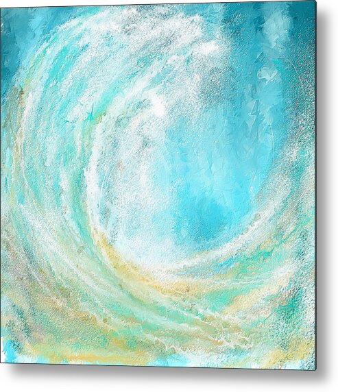 Seascapes Abstract Metal Print featuring the painting Seascapes Abstract Art - Mesmerized by Lourry Legarde