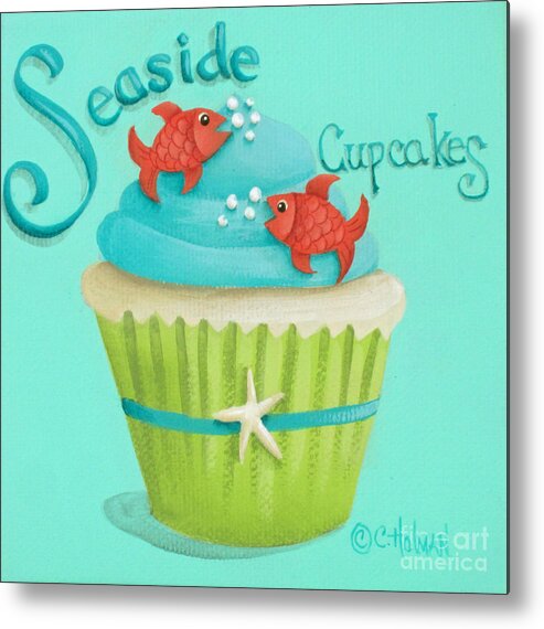 Art Metal Print featuring the painting Seaside Cupcakes by Catherine Holman