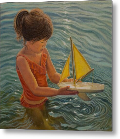 Realism Metal Print featuring the painting Setting Sail by Holly Kallie