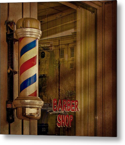 Advertising Metal Print featuring the photograph Shave and a Haircut Two Bits by David and Carol Kelly