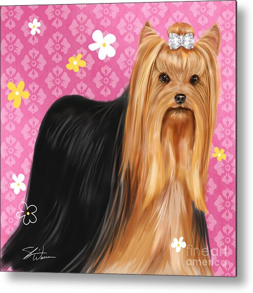 Dog Metal Print featuring the mixed media Show Dog Yorkshire Terrier by Shari Warren