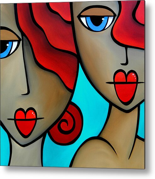 Fidostudio Metal Print featuring the painting Sister Act by THomas Fedro by Tom Fedro