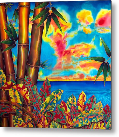 Bamboo Tree Metal Print featuring the painting Sky Fire by Daniel Jean-Baptiste