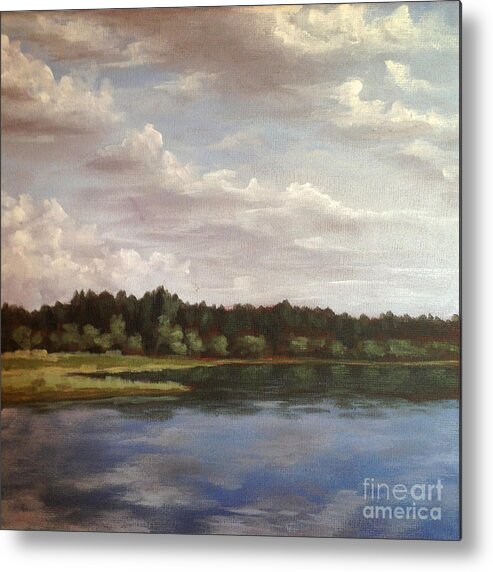 Water Reflection Metal Print featuring the painting Sky's Mirror by Ric Nagualero