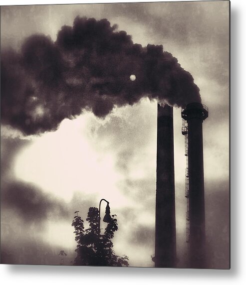 Smoke Metal Print featuring the photograph Smoke Stack by Shirley Radabaugh
