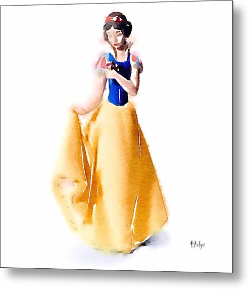 Aquarelle Metal Print featuring the painting Snow White by HELGE Art Gallery