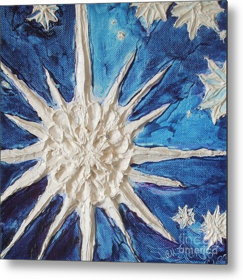 Winter Snowflakes Metal Print featuring the painting Snowflake by Paris Wyatt Llanso