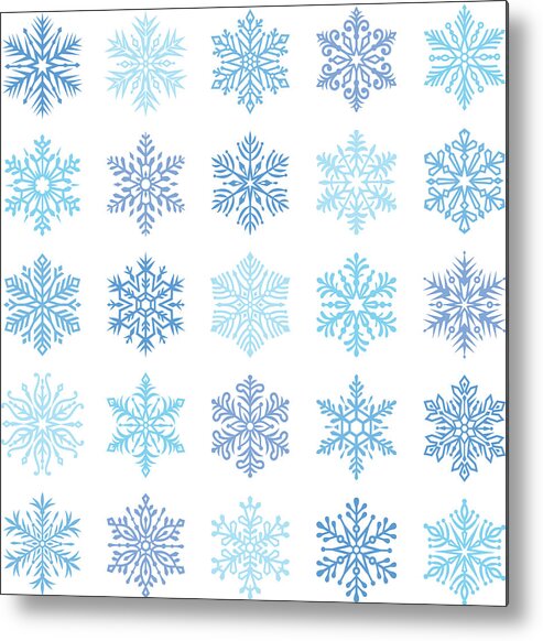 Holiday Metal Print featuring the digital art Snowflakes by Ulimi