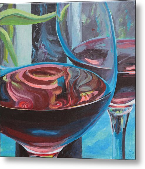Wine Metal Print featuring the painting So by Trina Teele