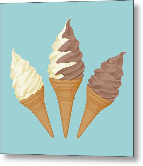 Vanilla Metal Print featuring the digital art Soft Ice Cream Cone by Saemilee