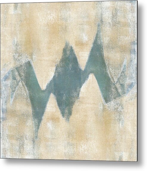Monoprint Metal Print featuring the mixed media Softly Green 2 Square by Carol Leigh