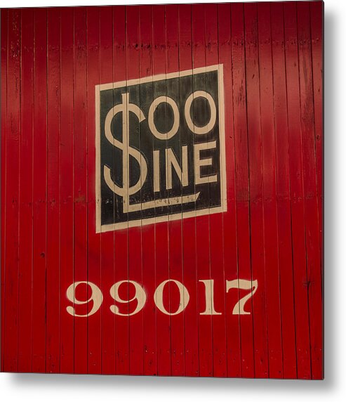 Red Metal Print featuring the photograph Soo Line Box Car by Paul Freidlund