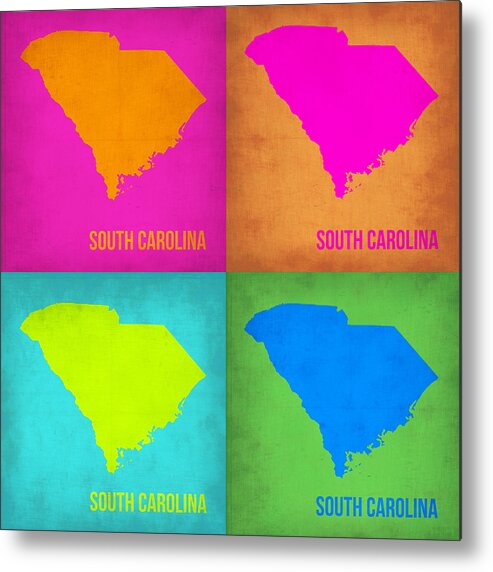 South Carolina Map Metal Print featuring the painting South Carolina Pop Art Map 1 by Naxart Studio