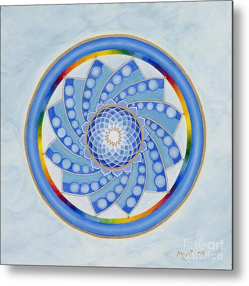 Mandala Metal Print featuring the painting Spinning Flower by Mayki Wiberg