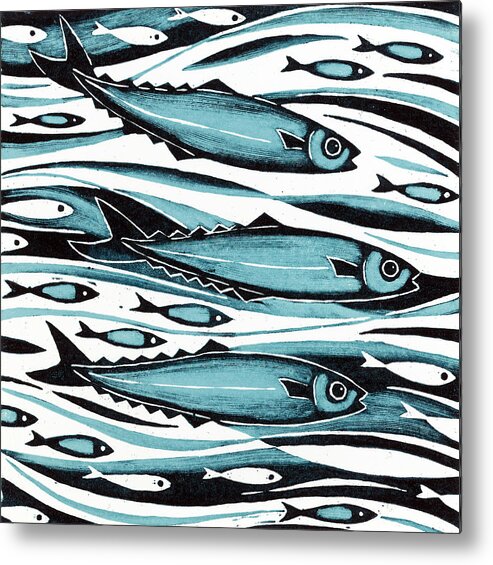 Swimming Metal Print featuring the painting Sprats by Nat Morley