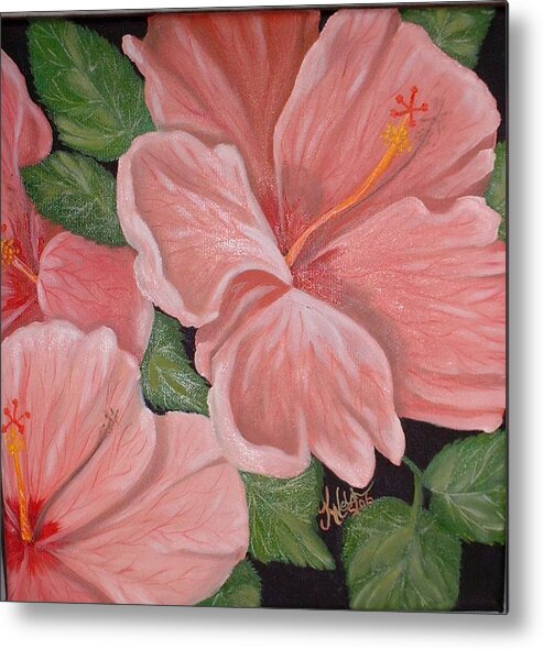 Hibiscus Metal Print featuring the painting Square Foot Hibiscus by Kathern Ware