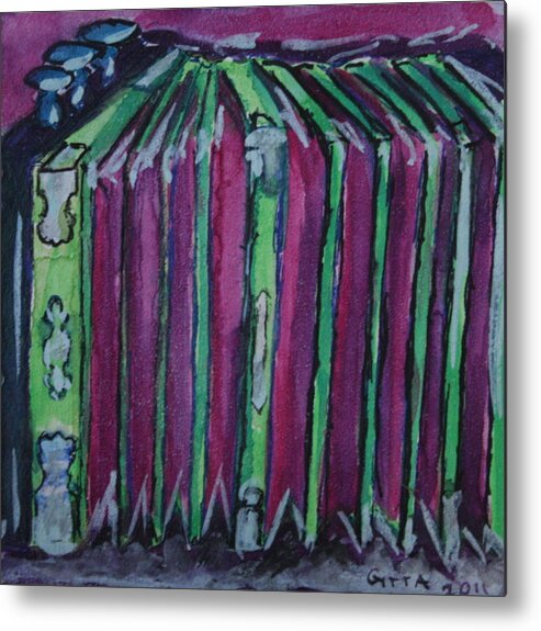 Accordion Paintings Metal Print featuring the painting Squeezebox by Gitta Brewster