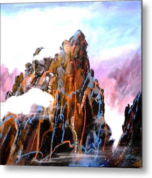 Landscape Metal Print featuring the painting Stairs to Heaven by Betty M M Wong