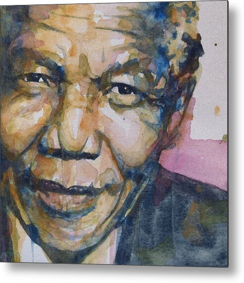 Nelson Mandela Metal Print featuring the painting Statesman by Paul Lovering