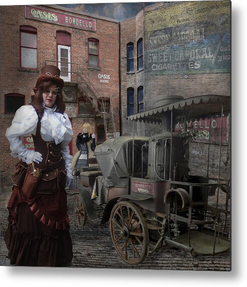 Steampunk Metal Print featuring the photograph Steampunk Welcome to the Oasis in Wallace Idaho by Jeff Burgess