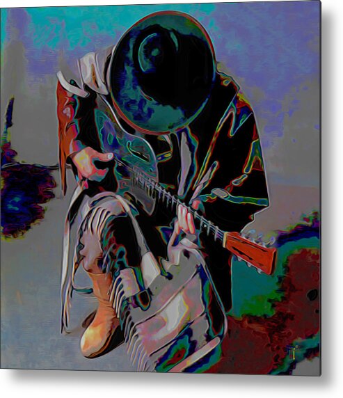 Stevie Ray Vaughan Metal Print featuring the painting Stevie Ray Vaughan SRV by Fli Art