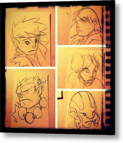 Ashonimation Metal Print featuring the photograph Streetfighter Sketchcards Lines Wip by Ashon Wynn