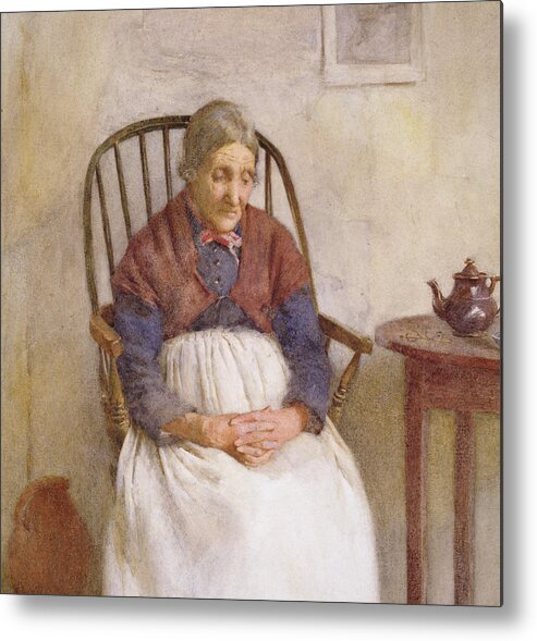 Female Metal Print featuring the painting Study of an Elderly Lady by Frederick James McNamara Evans