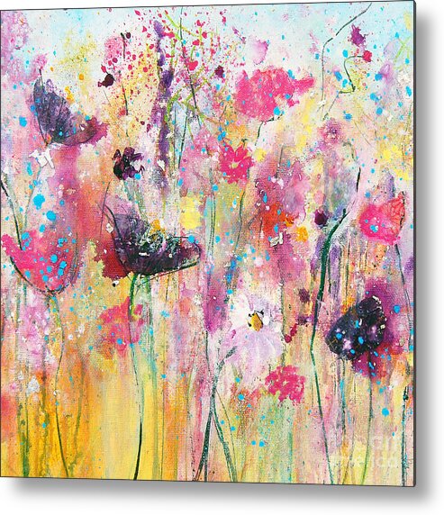 Flowers Metal Print featuring the painting Summer Meadow by Tracy-Ann Marrison