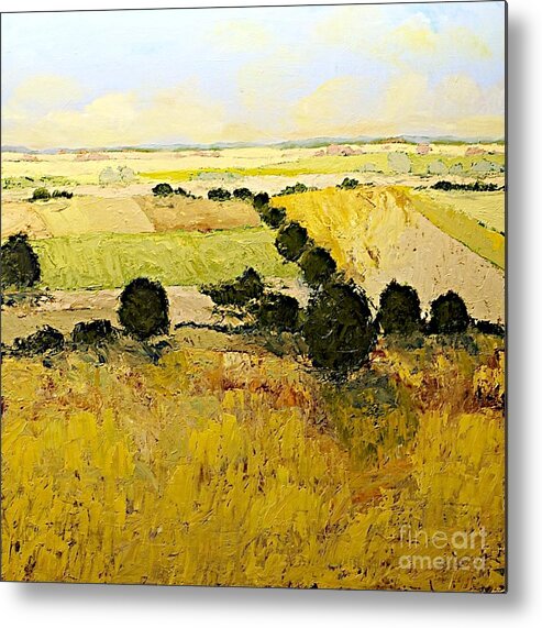 Landscape Metal Print featuring the painting Summers End by Allan P Friedlander
