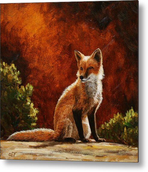 Dog Metal Print featuring the painting Sun Fox by Crista Forest