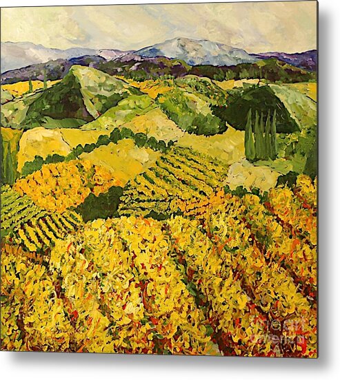 Landscape Metal Print featuring the painting Sun Harvest by Allan P Friedlander