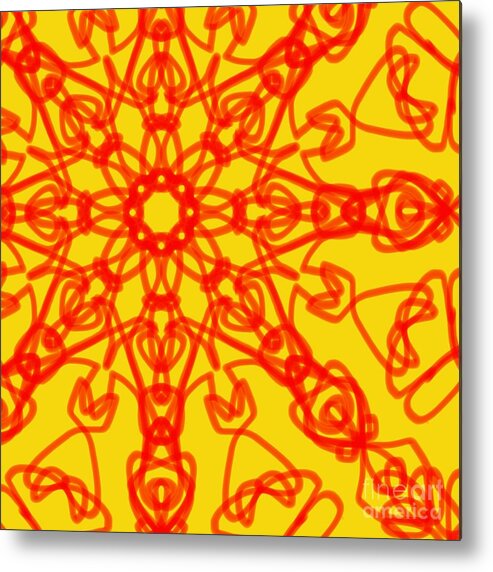 Orange Metal Print featuring the digital art Sunbeam Kaleidoscope by Sharon Woerner