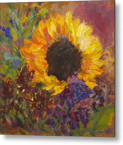 Sunflower Metal Print featuring the painting Sunflower Dance Original Painting Impressionist by Quin Sweetman