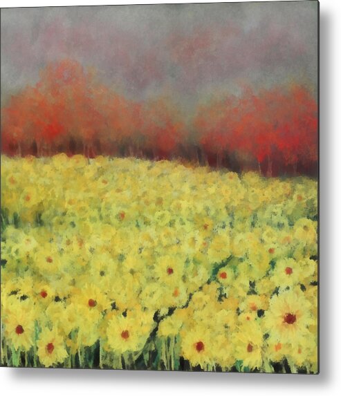 Sunflowers Metal Print featuring the painting Sunflower days by Katie Black