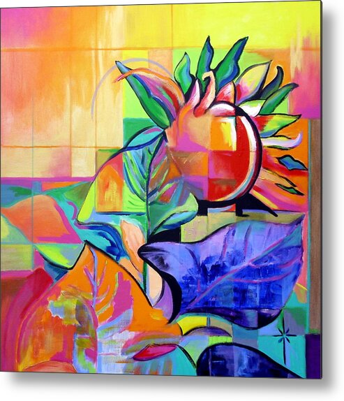 Bright Metal Print featuring the painting Sunflower by Jodie Marie Anne Richardson Traugott     aka jm-ART